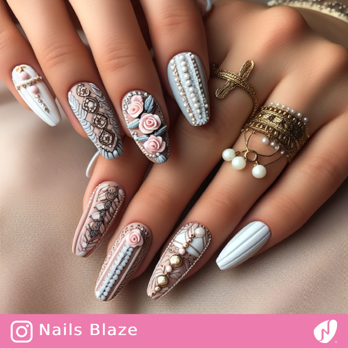 3D Boho Chic Nail Design|Wedding-NB-D14